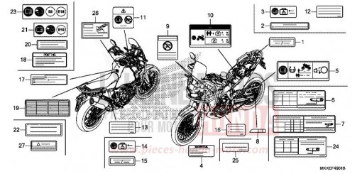 WARNETIKETT (CRF1000A2/AL2/D2/DL2) CRF1000D2K de 2019
